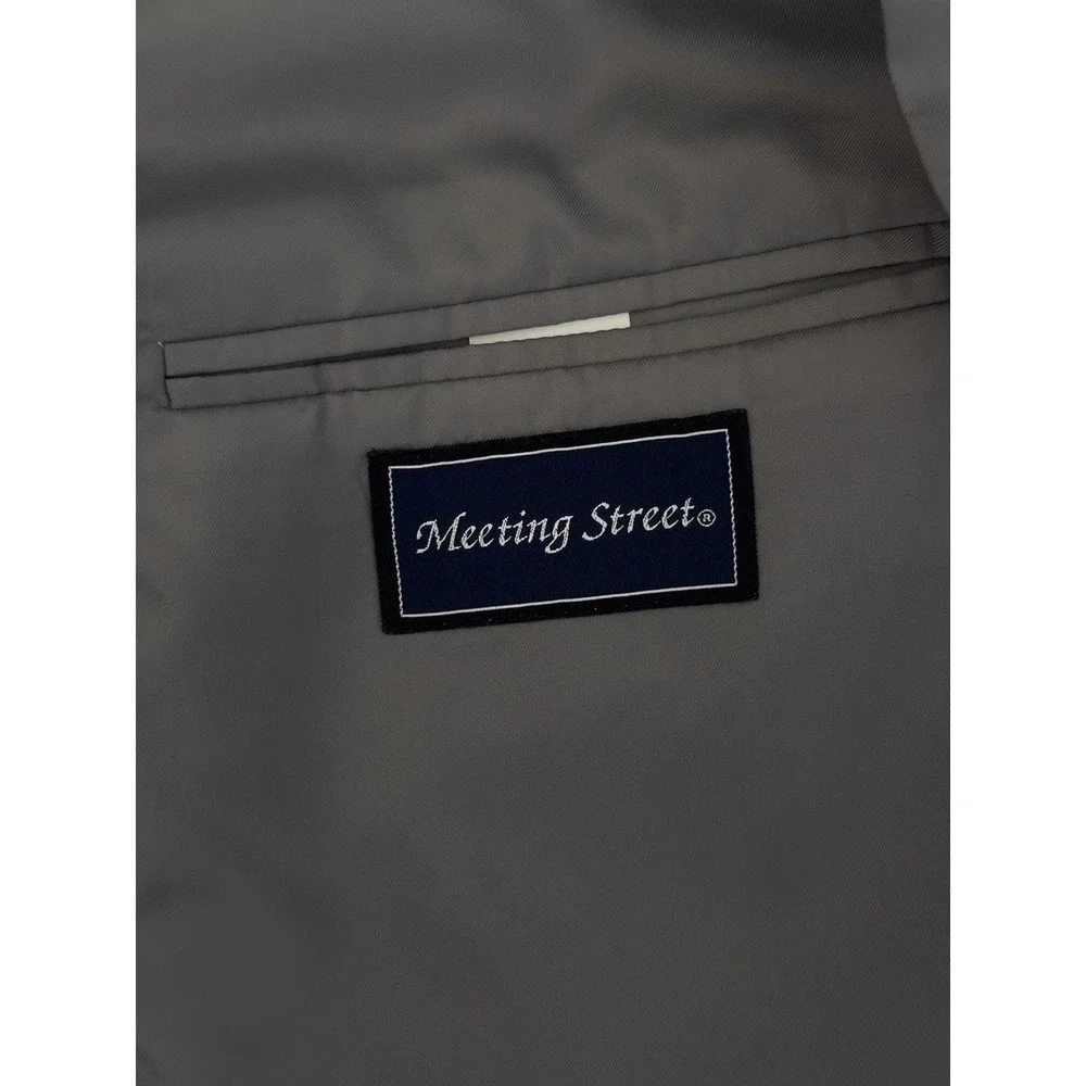 Meeting Street Sport Coat 44R Gray Herringbone Tweed 100% Lambwool Blazer Jacket